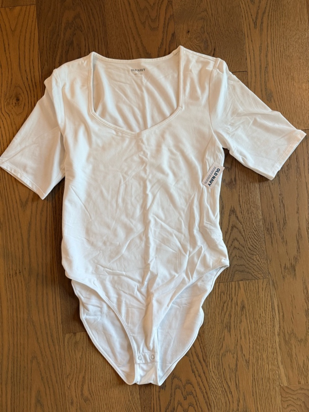 Old Navy White Scoop Neck Short Sleeve Bodysuit